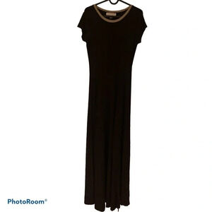 Michael Kors black knit sequins  crew neck maxi dress Sz S